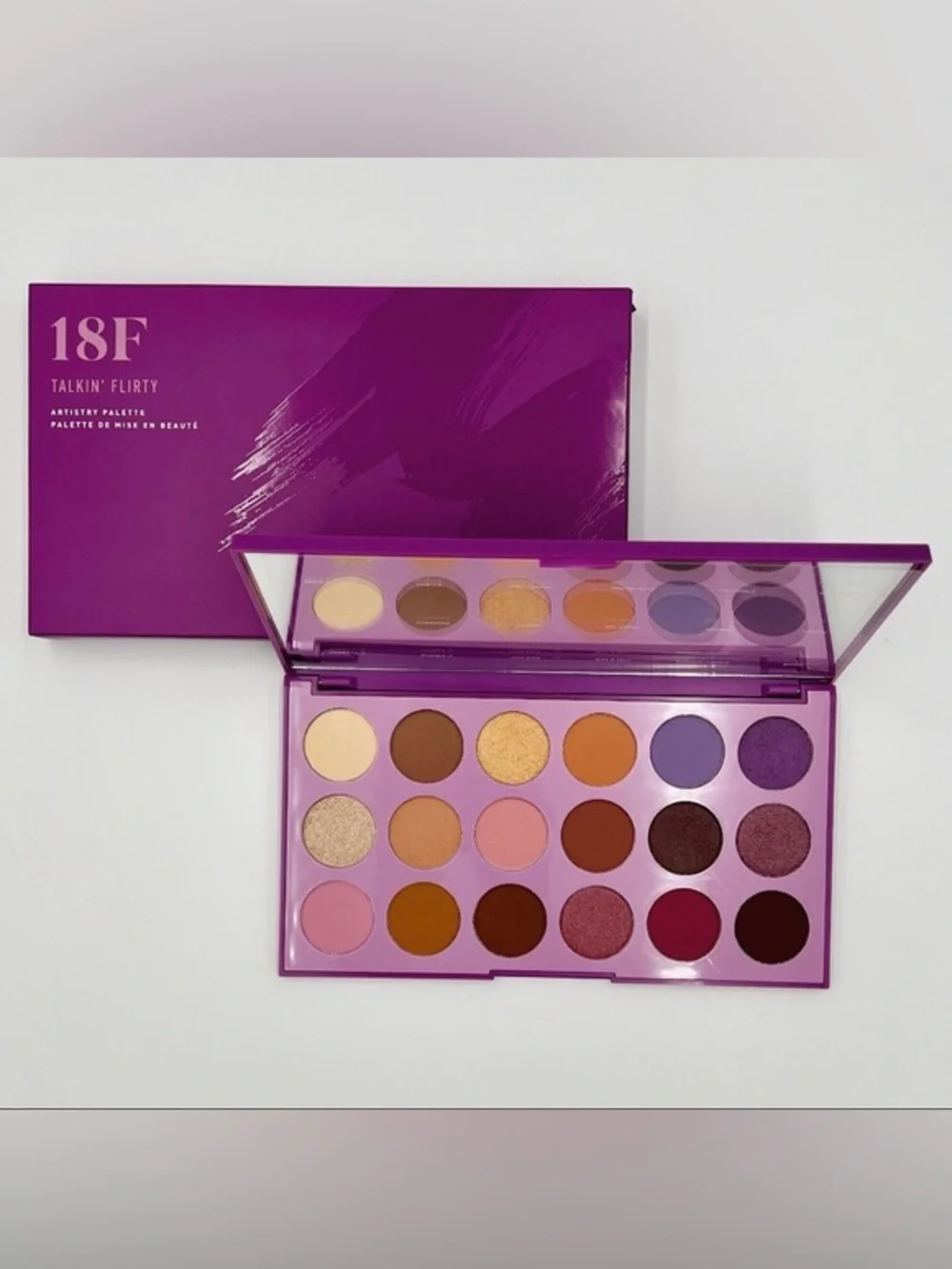 Morphe 18F Talkin' Flirty Eyeshadow Palette - Purple, Pink, Gold, Brown, Plum